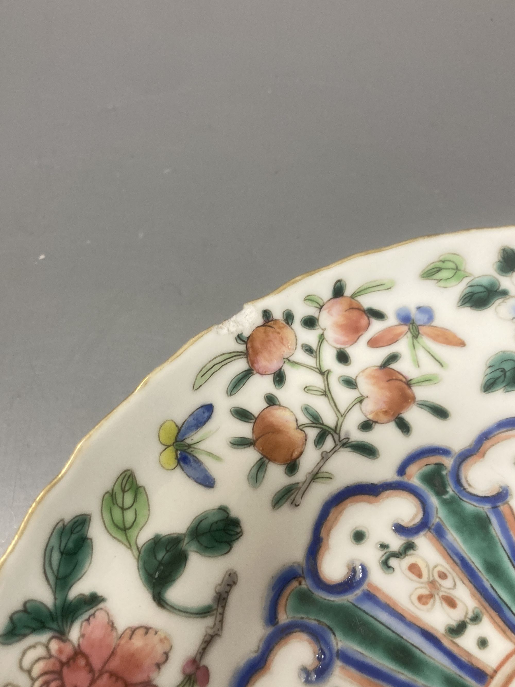 Three Chinese plates, largest 26cm diameter